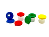 Stubby Safety Paint Pots 4Pk in colours red, blue, yellow and green lined up in a row on white background