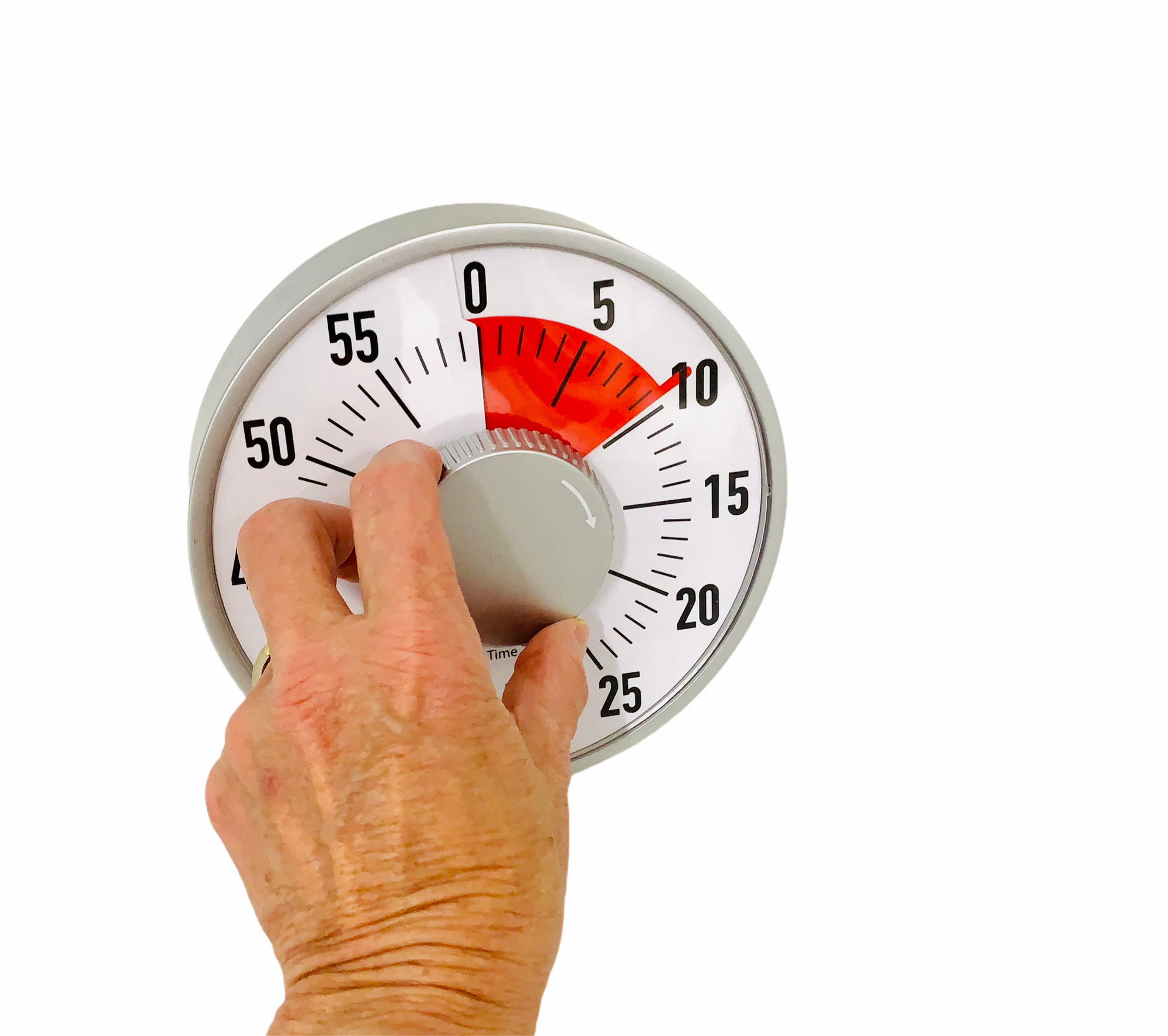 A hand winding the EasyTime Visual Countdown Timer - Large