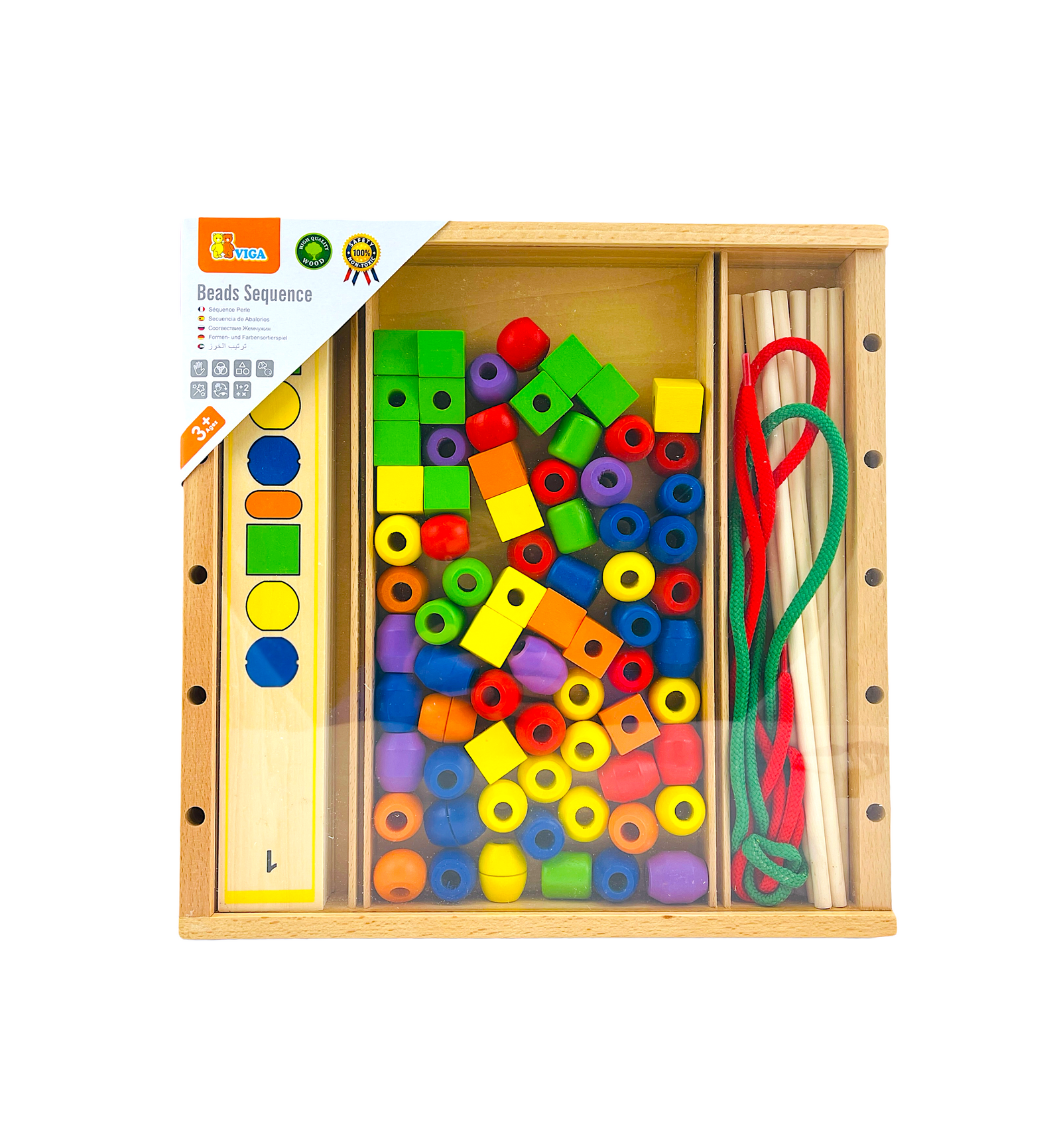 the VIGA Beads Sequence Wooden Set with a white background
