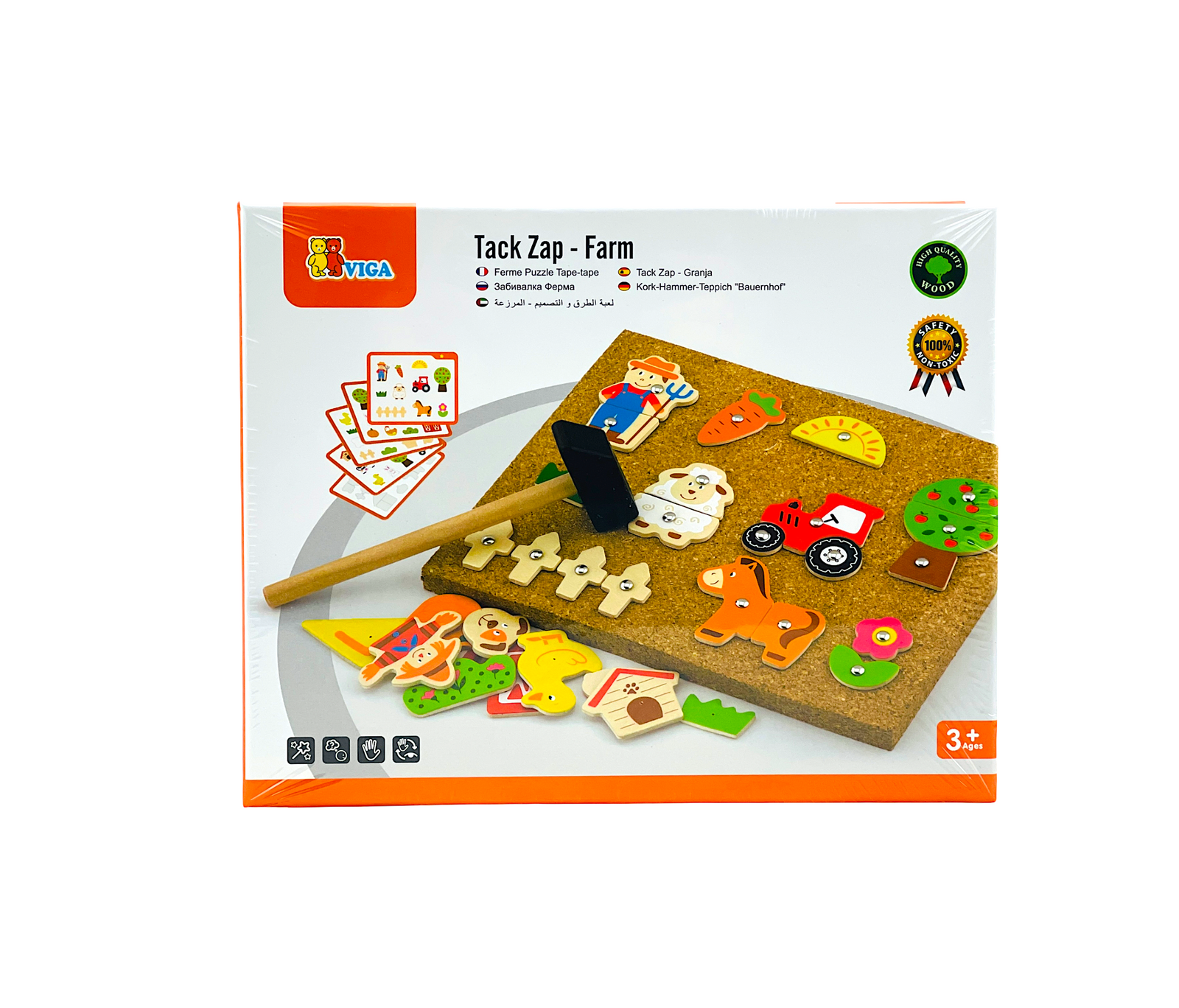 VIGA Tap Tap Farm set packaging box showing hammer and board 