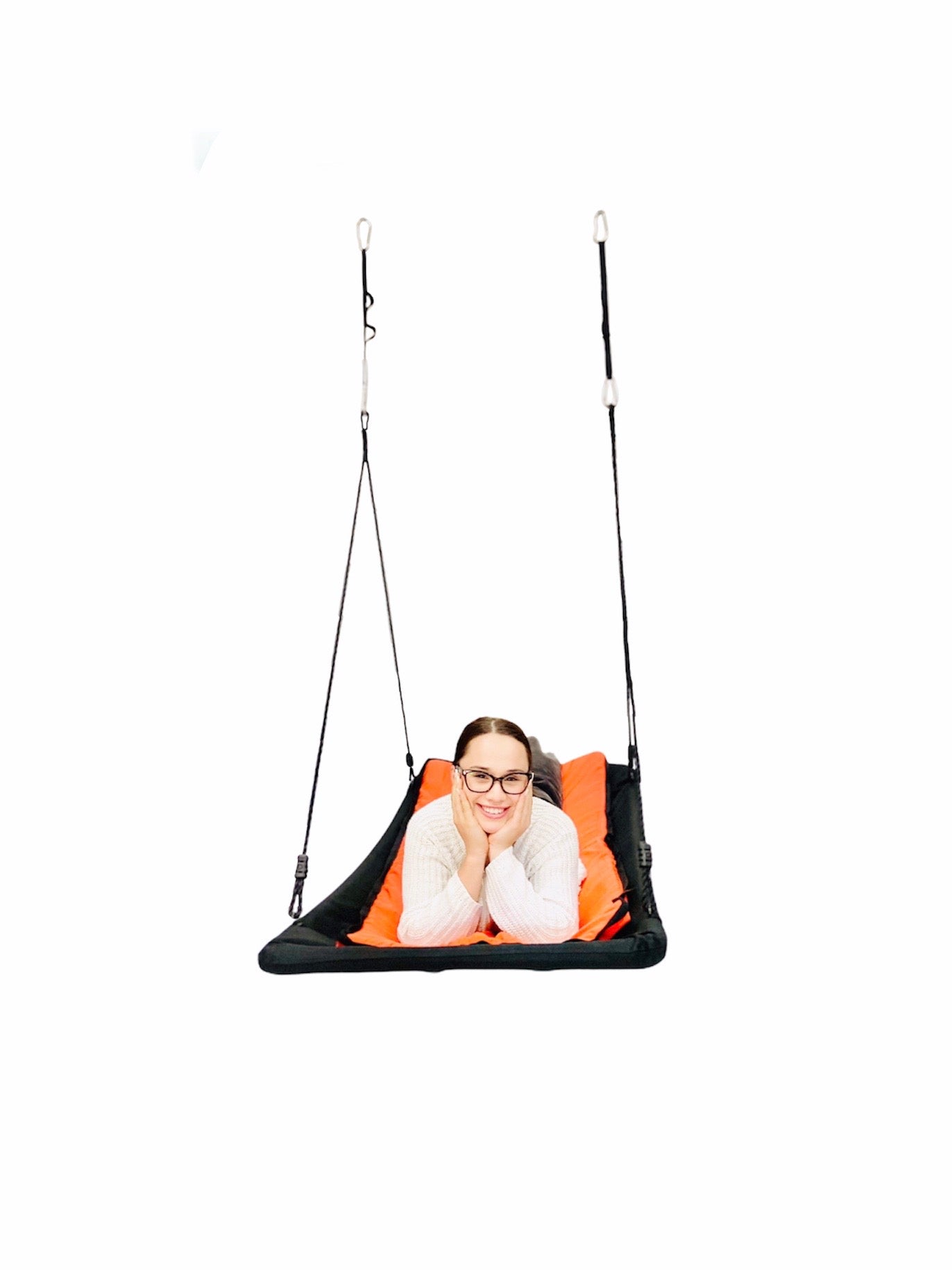woman lying on the Vuly Bed Swing