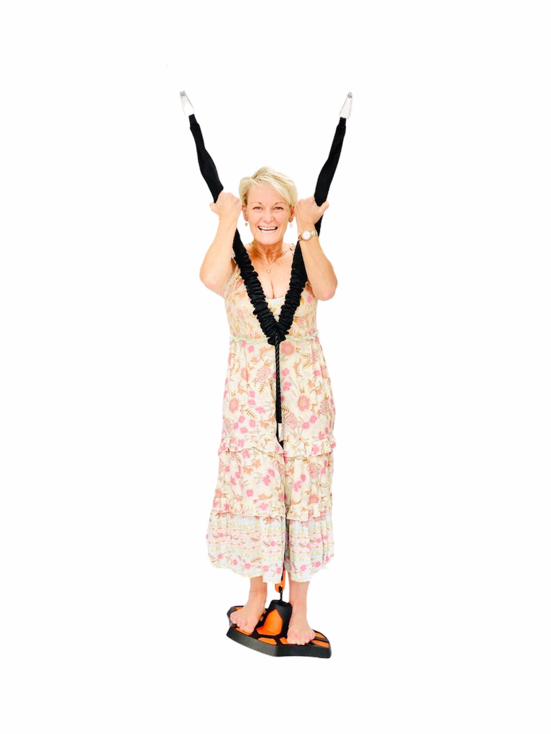 woman bouncing the Vuly Bounce Swing with Bungee
