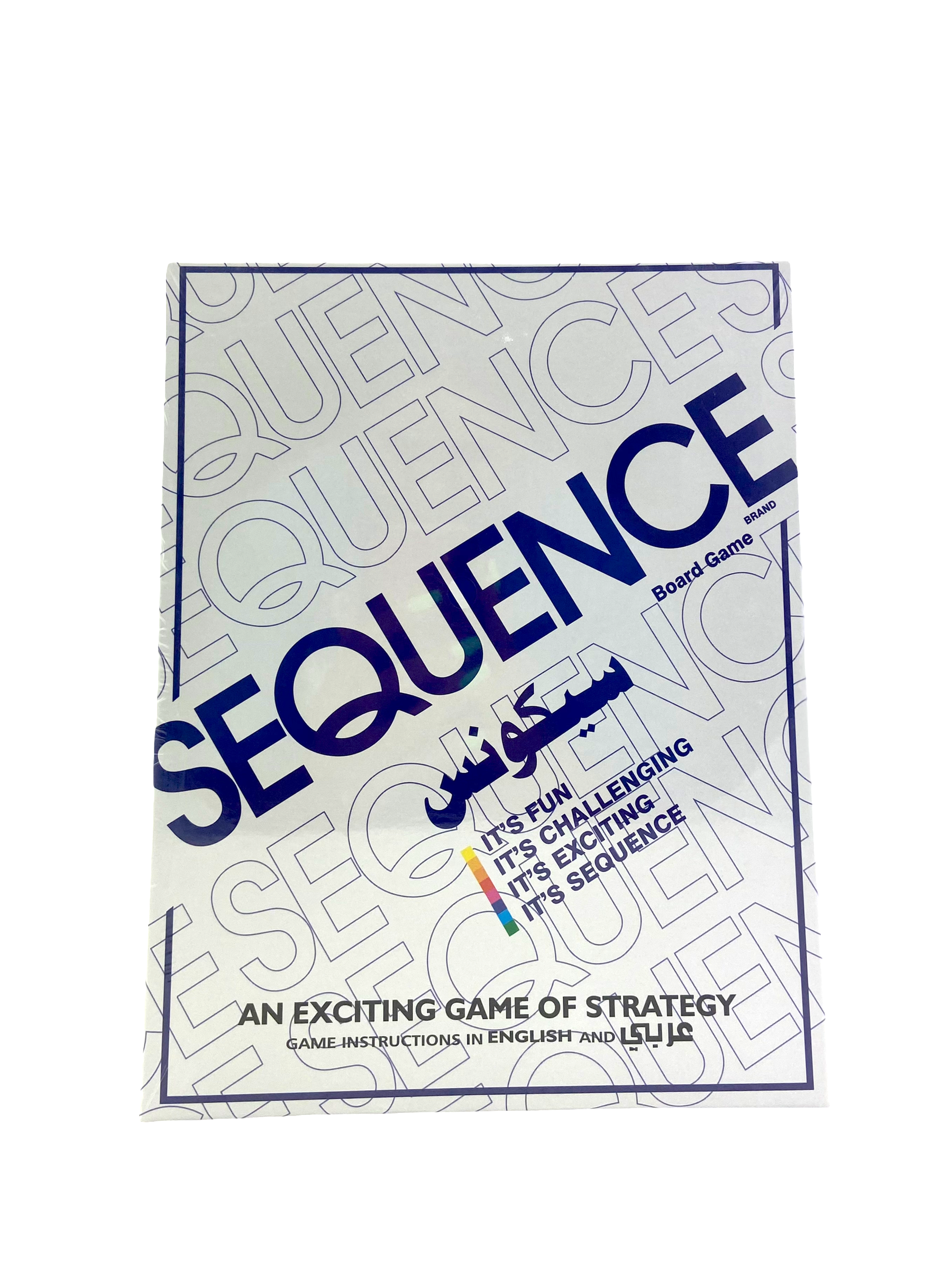 Sequence the game packaging box placed on white background